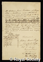 Frodsham, William James: certificate of election to the Royal Society