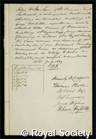 Hilton, John: certificate of election to the Royal Society