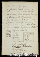 Hardy, Peter: certificate of election to the Royal Society