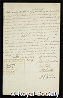 Williams, Sir John Wesley: certificate of election to the Royal Society
