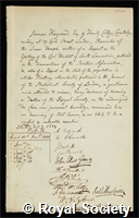 Heywood, James: certificate of election to the Royal Society