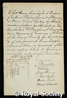 Moseley, Henry: certificate of election to the Royal Society