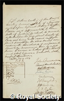 Conolly, Arthur: certificate of election to the Royal Society