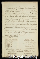 Reid, Sir William: certificate of election to the Royal Society