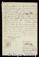 Godwin, George: certificate of election to the Royal Society