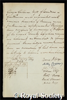 Gulliver, George: certificate of election to the Royal Society