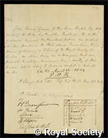 Graves, John Thomas: certificate of election to the Royal Society