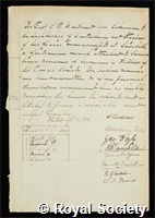 Maitland, Samuel Roffey: certificate of election to the Royal Society