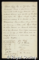 Rigg, Robert: certificate of election to the Royal Society