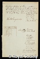 Melloni, Macedonio: certificate of election to the Royal Society
