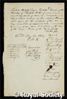 Quetelet, Lambert Adolphe Jacques: certificate of election to the Royal Society