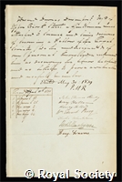 Davenport, Edward Davies: certificate of election to the Royal Society