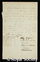 Mackmurdo, Gilbert Wakefield: certificate of election to the Royal Society