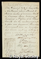 Howship, John: certificate of candidature for election to the Royal Society
