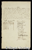 Hogg, John: certificate of election to the Royal Society
