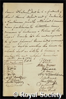 Whatman, James: certificate of election to the Royal Society