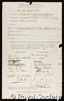 Smith, John Pye: certificate of election to the Royal Society