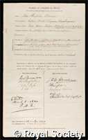 Boileau, John Theophilus: certificate of election to the Royal Society