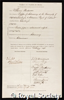 Henderson, Thomas: certificate of election to the Royal Society