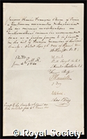 Sturm, Jacob Karl Franz: certificate of election to the Royal Society