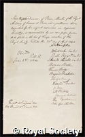 Dumas, Jean Baptiste Andre: certificate of election to the Royal Society