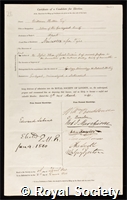 Hutton, William: certificate of election to the Royal Society