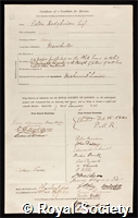 Hodgkinson, Eaton: certificate of election to the Royal Society