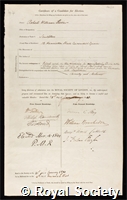 Sievier, Robert William: certificate of election to the Royal Society