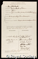 Knight, Henry Gally: certificate of election to the Royal Society