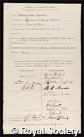Seymour, Edward James: certificate of election to the Royal Society
