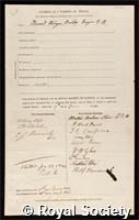 Baily, Edward Hodges: certificate of election to the Royal Society