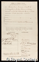 Riddell, Charles James Buchanan: certificate of election to the Royal Society
