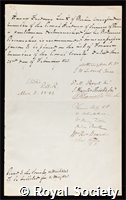 Link, Heinrich Friedrich: certificate of election to the Royal Society