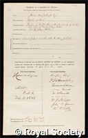 MacCullagh, James: certificate of election to the Royal Society
