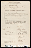 Rees, George Owen: certificate of election to the Royal Society