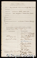 Blake, Henry Wollaston: certificate of election to the Royal Society