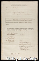 Speer, Edward: certificate of candidature for election to the Royal Society