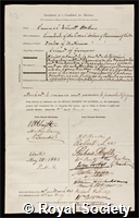 Hoskins, Samuel Elliott: certificate of election to the Royal Society