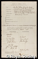 Wright, John: certificate of election to the Royal Society