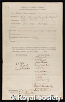 Ansted, David Thomas: certificate of election to the Royal Society
