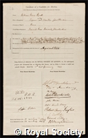 Hyett, William Henry: certificate of election to the Royal Society