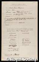 Hargreave, Charles James: certificate of election to the Royal Society