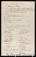 Billing, Archibald: certificate of election to the Royal Society