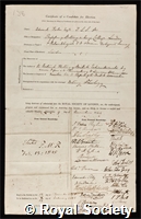 Forbes, Edward: certificate of election to the Royal Society
