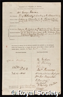 Fownes, George: certificate of election to the Royal Society