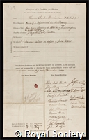 Harrison, Thomas Charles: certificate of election to the Royal Society