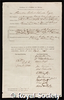 Campbell-Johnston, Alexander Robert: certificate of election to the Royal Society
