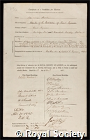 Barlow, Peter William: certificate of election to the Royal Society