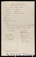 Elliot, John Lettsom: certificate of candidature for election to the Royal Society