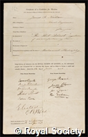 Neilson, James Beaumont: certificate of election to the Royal Society
